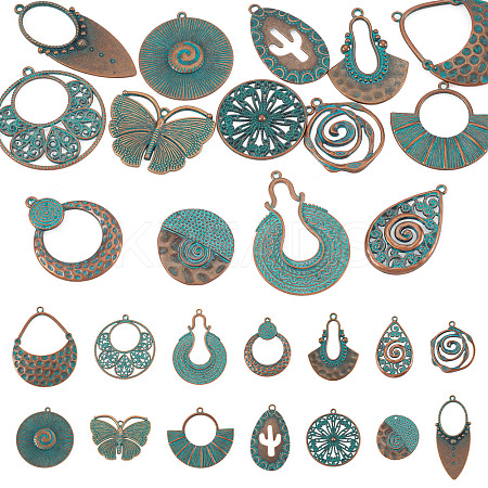 14Pcs 14 Styles Tibetan Style Alloy Pendants FIND-TA0010-61-1