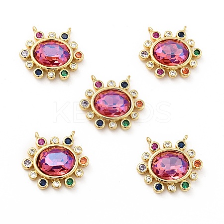 Brass Cubic Zirconia Pendants KK-G419-04G-03-1