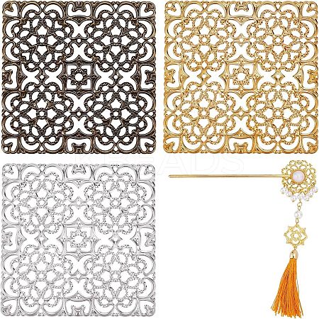 12Pcs 3 Colors Alloy Filigree Joiners Findings FIND-CA0004-94-1