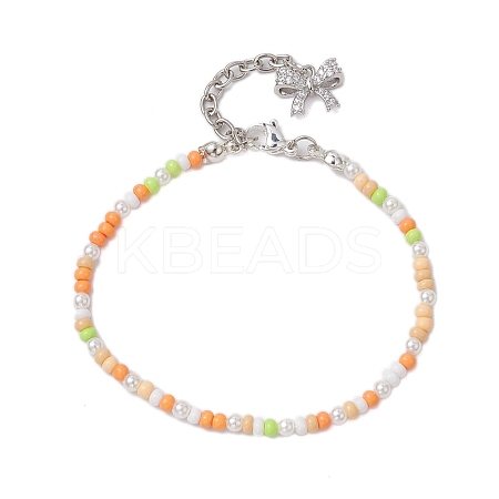 Shell Pearl & Glass Beaded Bracelets for Women BJEW-JB10414-1