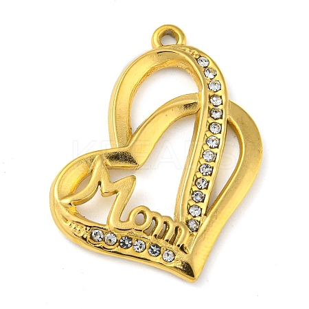 Ion Plating(IP) Real 18K Gold Plated 304 Stainless Steel Rhinestone Pendants STAS-P341-10G-01-1