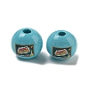 Printed Wood European Beads WOOD-L020-D12-1