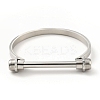 Non-Tarnish 304 Stainless Steel D Shape Bar Screw Bangle BJEW-G636-05A-P-2