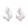 Anti-Tarnish Rhodium Plated Antler Shape 999 Fine Silver Stud Earrings for Women EJEW-S215-07P-1