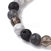 8.5mm Round Natural Larvikite & Howlite & Synthetic Smoky Quartz & Natural Lava Rock  Bead Stretch Bracelets for Women BJEW-JB10944-03-2