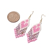 Heart Glass Seed Beaded Tassel Dangle Earrings for Women EJEW-MZ00201-02-3