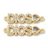 Rack Plating Brass Pave Clear Cubic Zirconia Connector Charms X-KK-K332-39G-1