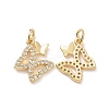 Brass Micro Pave Clear Cubic Zirconia Charms ZIRC-F134-15G-1