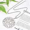 201 Stainless Steel Hollow Arabic Flat Round Pendant Box Chain Necklaces for Women Men NJEW-R013-01P-1
