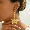 Elegant French Style Brass Hollow Butterfly Tassel Hoop Earrings JT4875-4