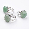 Adjustable Natural Green Aventurine Finger Rings LS-RJEW-F075-01K-1