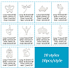 100Pcs 10 Style 304 Stainless Steel Pendants STAS-DC0009-72-2