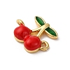Brass Red Enamel Connector Charms KK-I276-13G-01-2