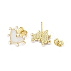 Rack Plating Brass Enamel Stud Earrings for Women X-EJEW-G311-02G-2