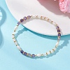 Natural Rose Quartz & Natural AmethystCube Beaded Stretch Bracelets for Women BJEW-JB13390-01-1