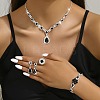 Teardrop Alloy Rhinestone Bracelets & Stud Earrings & Necklaces & Rings Set for Women SJEW-M102-02S-02-1