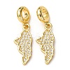 Brass Micro Pave Clear Cubic Zirconia European Dangle Charms KK-A265-07G-1