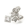 Bowknot & Rhombus Brass Micro Pave Clear Cubic Zirconia European Beads KK-V008-35P-2