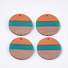Two Tone Transparent Resin & Wood Pendants RESI-CJ0005-02-1