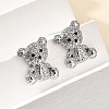 Bear Brass Micro Pave Cubic Zirconia Stud Earrings & Pendant Necklaces Sets SJEW-Z002-01P-3