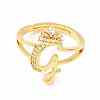 Clear Cubic Zirconia Initial Letter with Crown Adjustable Ring RJEW-M139-17G-2