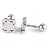 Tarnish Resistant 201 Stainless Steel Flower Barbell Cartilage Earrings EJEW-R147-15-4