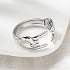 304 Stainless Steel Rock & Roll Hand Gesture Cuff Rings for Women Men RJEW-B118-02P-3