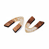 Transparent Resin & Walnut Wood Pendants RESI-N025-029-A01-3