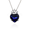 Alloy Rhinestone Crown Heart Pendant Ball Chain Necklaces FS-WGC3330-02-1