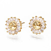 Brass Micro Pave Clear Cubic Zirconia Earring Findings KK-S356-130G-NF-1