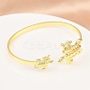 Marine Organism Brass Cuff Bangles for Women BJEW-D368-03L-G-2