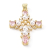 Brass Pave Cubic Zirconia with ABS Plastic Imitation Pearl Pendants KK-G467-01G-2