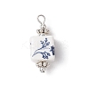 Blue and White Floral Printed Cube Porcelain Pendants PALLOY-JF03965-01-3
