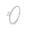 Heart Clear Cubic Zirconia Cuff Rings RJEW-G337-14G-4