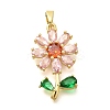 Rack Plating Brass Micro Pave Cubic Zirconia Pendants KK-M309-30G-01-1