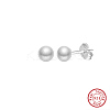 Round Natural Pearl Stud Earrings EJEW-G411-04B-P-1