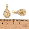 Brass & Clear Cubic Zirconia Pendants KK-G558-09G-3