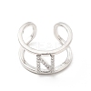 Clear Cubic Zirconia Initial Letter Open Cuff Ring RJEW-A012-01P-N-1