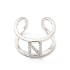 Clear Cubic Zirconia Initial Letter Open Cuff Ring RJEW-A012-01P-N-1