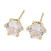 Rack Plating Brass Clear Cubic Zirconia Stud Earrings EJEW-M090-18G-1