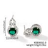 Geometric Hollow Design Brass Rhinestone Stud Earrings MB5666-3-1