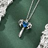 Brass Cubic Zirconia Wing Cross Pendant Necklaces for Women NJEW-C067-07P-02-1