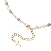 Faceted Dyed Natural Agate Round Beads & 304 Stainless Steel Tiny Cross Handmade Link Chain Necklaces NJEW-JN05842-01-5
