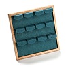 12-Slot Square Wooden Picture Frame Earring Orgainzer Holder with Microfiber Earring Display Cards EDIS-M003-01-2