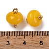 Natural White Jade Dyed Saucer Charms with Rack Plating Golden Tone Brass Bails KK-B103-17B-01-3