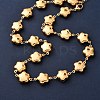 304 Stainless Steel Flower Link Chain Necklaces for Women NJEW-G178-11G-2
