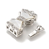 Brass Micro Pave Clear Cubic Zirconia Box Clasps with Acrylic KK-H480-05P-2