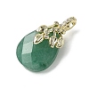 Natural Green Aventurine Faceted Teardrop Pendants KK-D021-03E-G-2