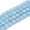 Dyed & Heated Natural Chalcedony Imitation Aquamarine Round Beads for DIY Bracelet Making Kit DIY-SZ0006-88B-1
