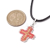 Glass Seed Cross Pendant Necklaces NJEW-MZ00025-01-3